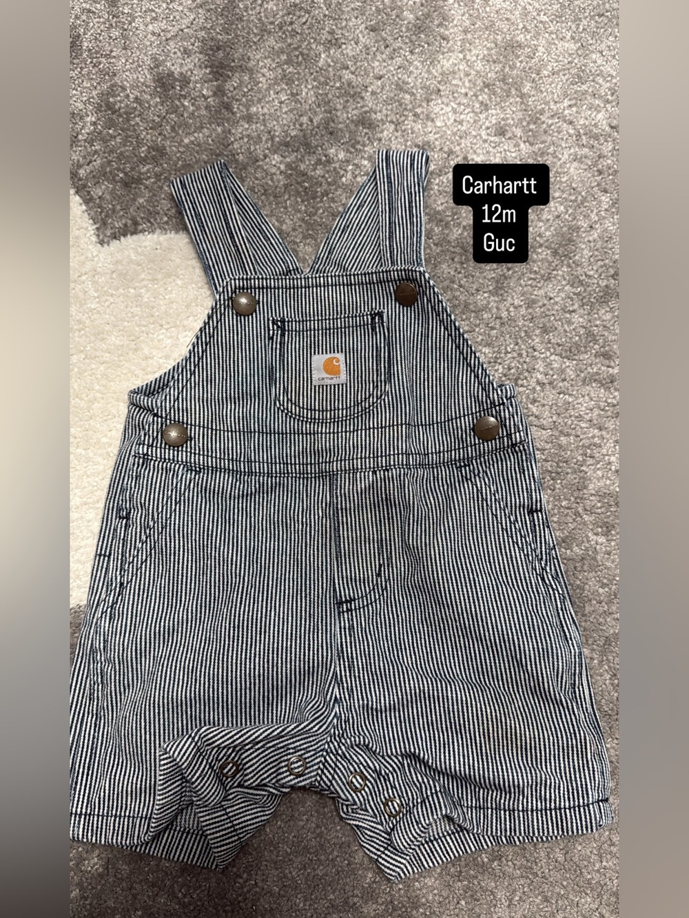 Carhartt Navy and White Stripe Toddler Overalls